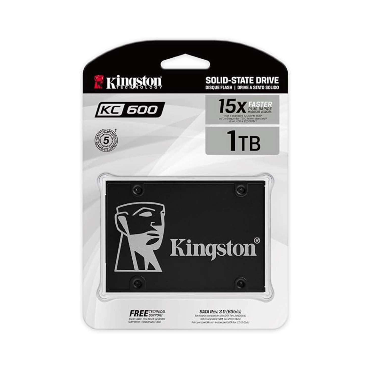 Kingston KC600 SSD SKC600/512G SSD Interne 2.5" SATA Rev 3.0, 3D TLC, Chiffrement XTS-AES 256 bits